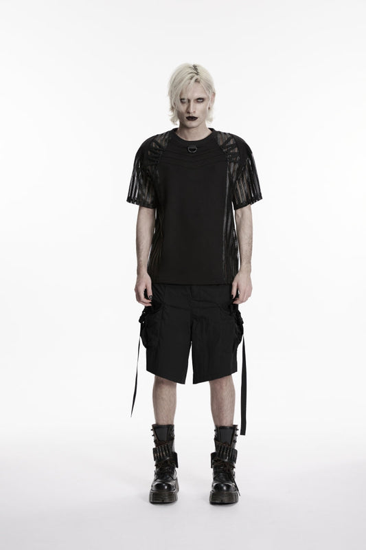 Zippered Punk Strappy Shorts with Pockets