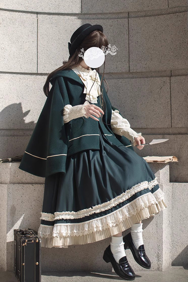 Emerald Artemis SP Ruffle Bow Lace College Style Elegant Lolita Jumper Gown