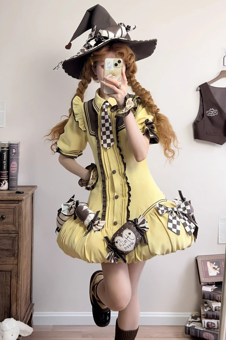 Halloween Sweet Lolita Vest Set with Short Sleeves and Bows