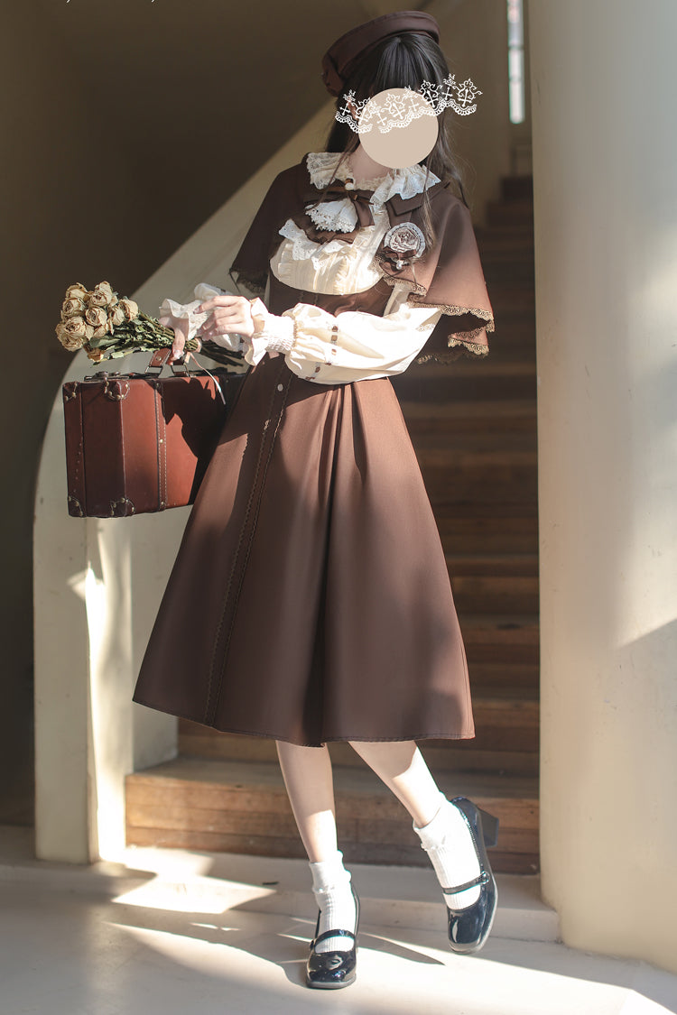 Vintage College Style Elegant Lolita Dress with Ruffle Details