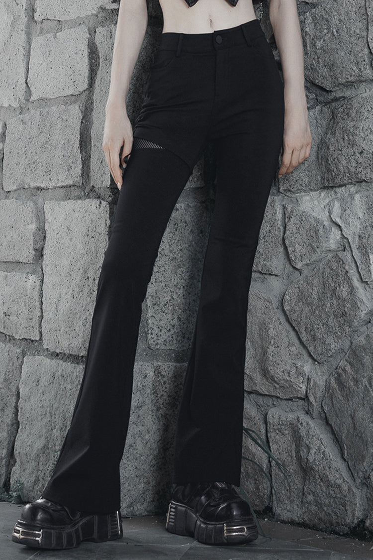 Drawstring Waist Flared Pants with Side Openings