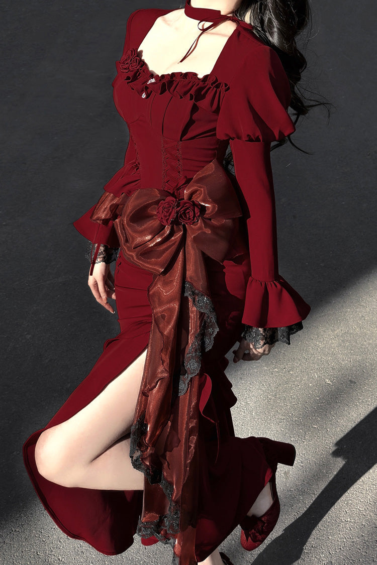 Ruby Mermaid Silhouette Lolita Dress with Bow Details