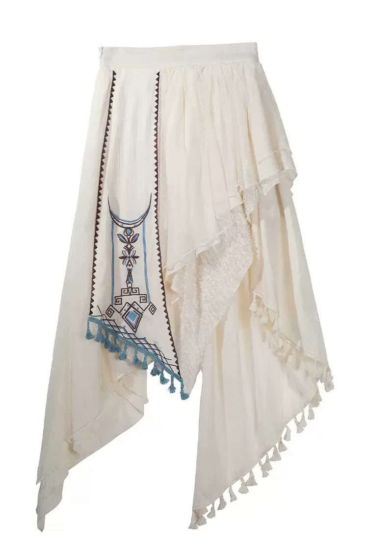 Vintage Lolita Skirt Set with Irregular Ruffled Embroidery