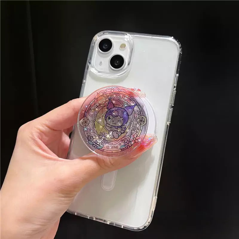 Cute Socket Cute Characters Stained Glass Pattern Glitter Magsafe Pop Socket ...