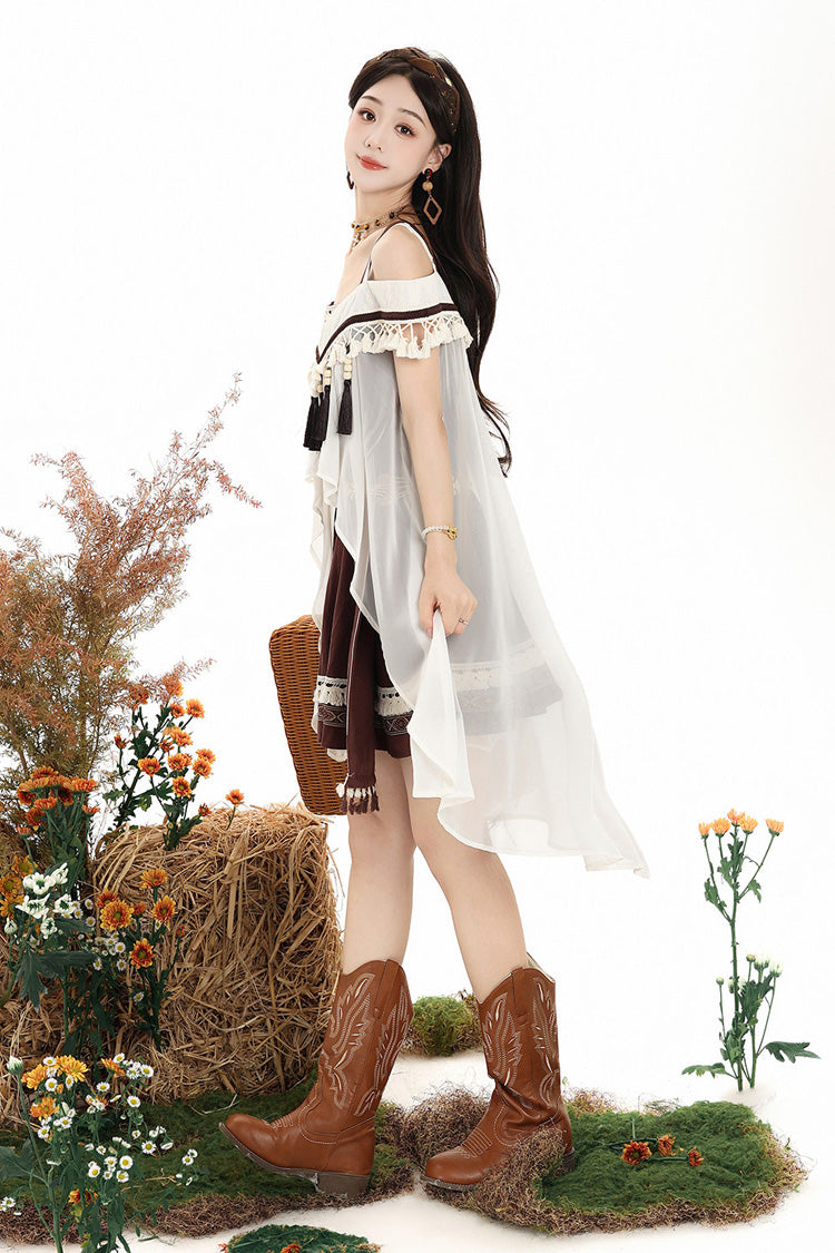Chocolate Square Collar Embroidered JSK Set - Dream of the Wilderness