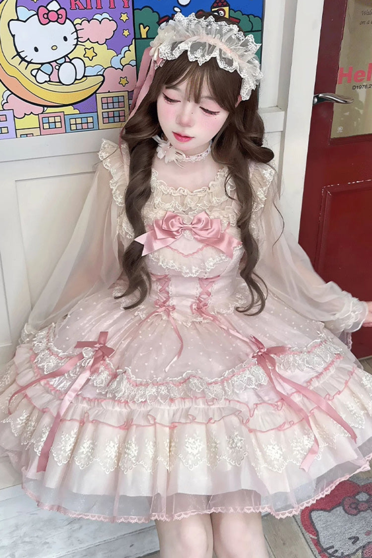Candy House Sleeveless Ruffle Bow Lace-Up Lolita JSK