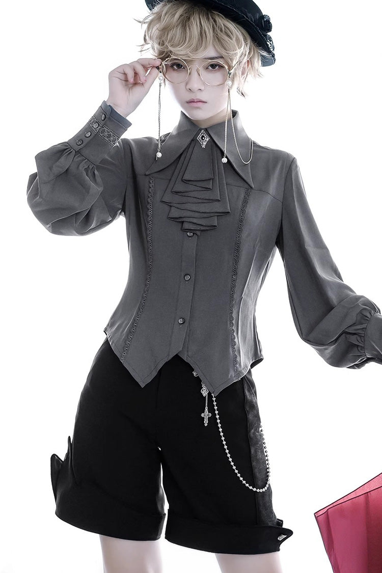 Ouji Lolita Shirt with Lamb Print - Long Sleeve - Triple Color Options