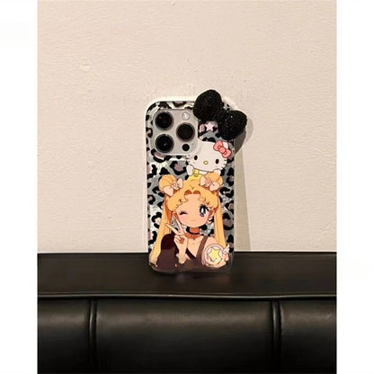 Coque de téléphone à motif de chat de dessin animé KI646