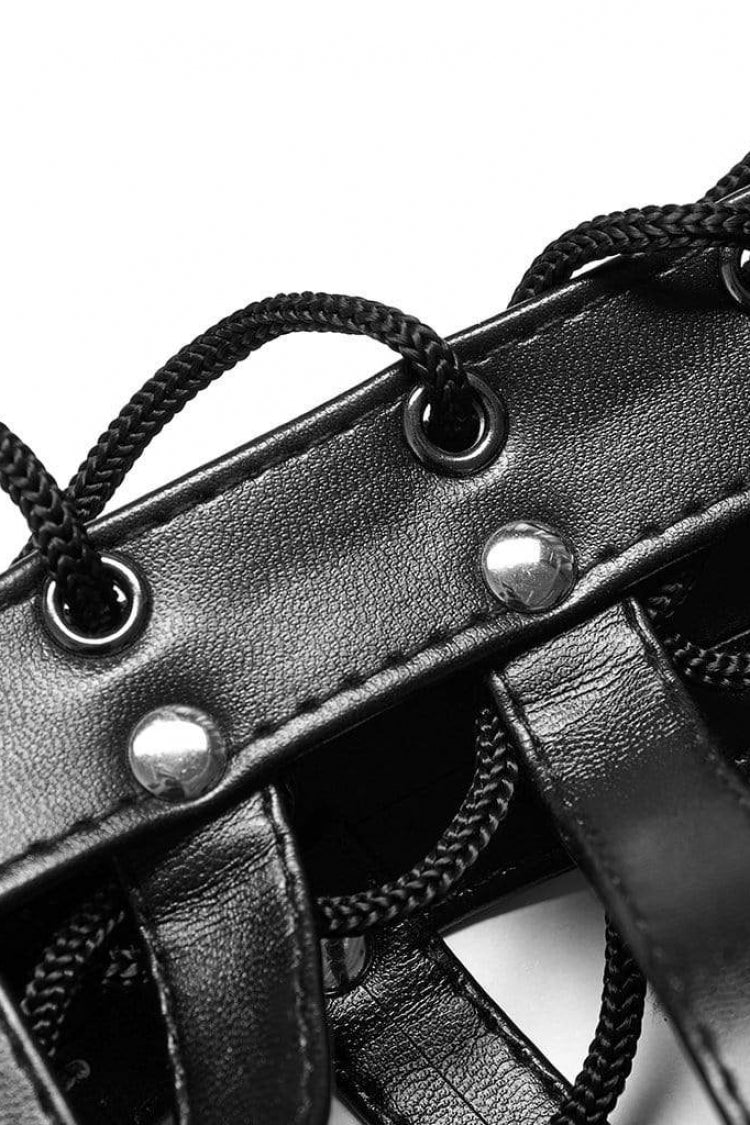 Men's Steampunk Face Mask with Metal Cone Rivets and Cross Accent