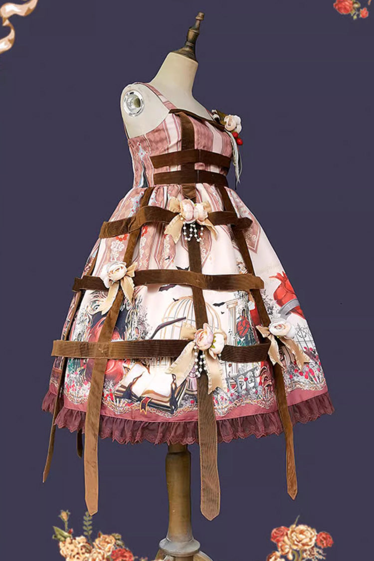 Punk Lolita JSK Dress with Church Print and Ruffles - Midnight Magic - Triple Hue