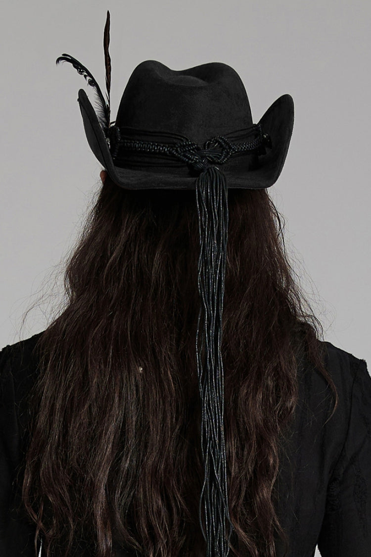 NoBrand Gothic Feather Skull Cap with Tassels