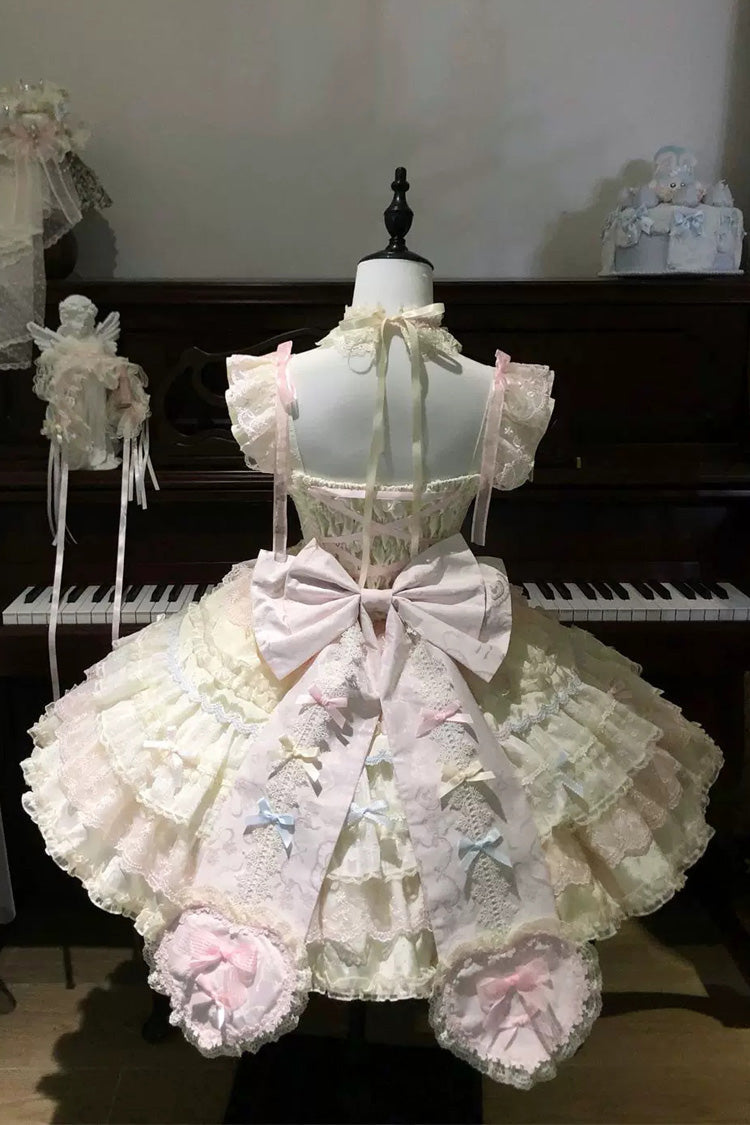 Cloudwhale Dreamweaver Square Collar Multi-Layered Ruffled Bow Lace Sweet Lolita Jsk Dress