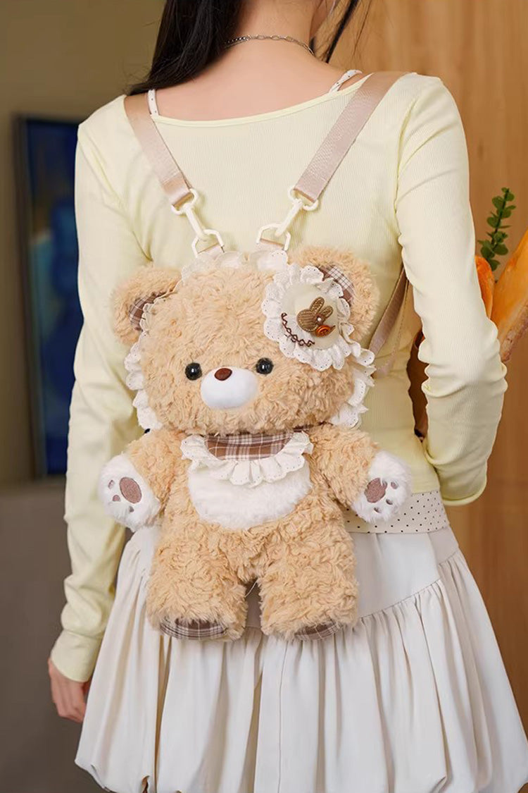 Chocolate Ruffled Plush Toy Backpack - Little Bear Guli