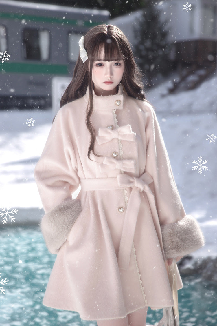 Bella SP Stand Collar Bow Coat Cloak, Long Sleeves Sweet Lolita Outerwear