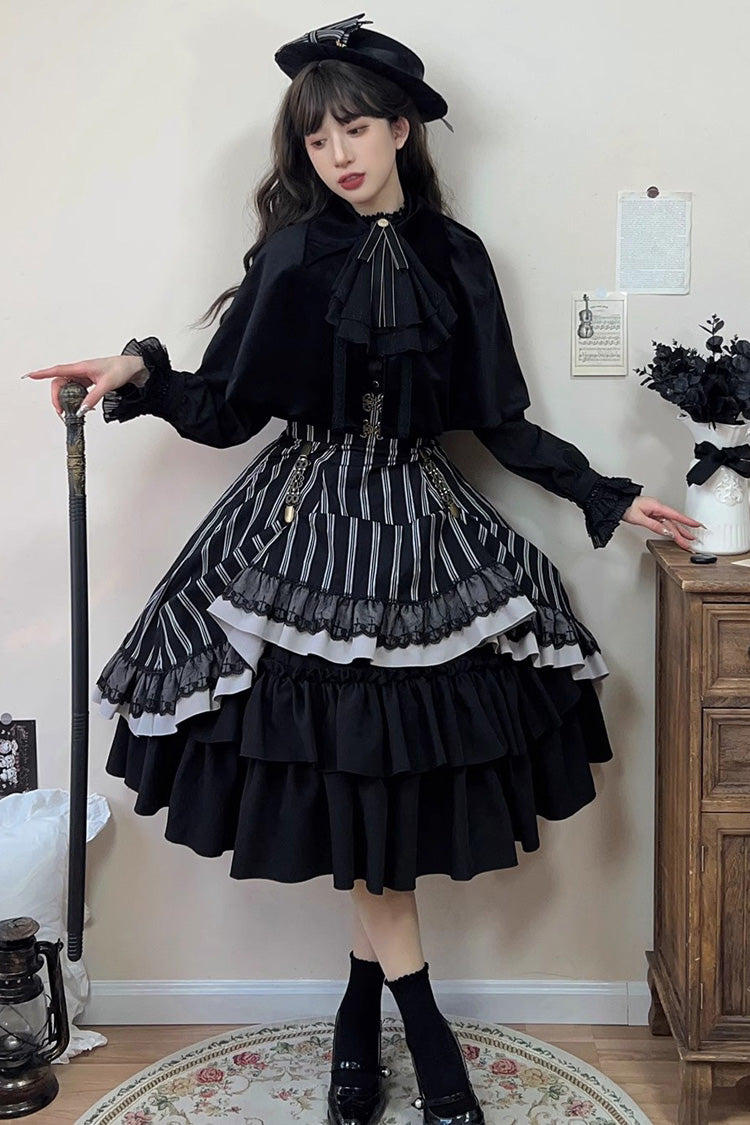 Multi-Layer Striped Ruffle Skirt for Lolita - Gothic Edge