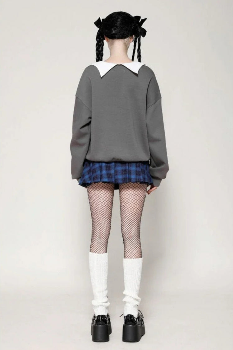 Vintage College Style Stars Plaid Pleated Mini Skirt