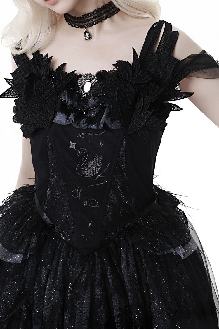 Ruffle Bowknot Ballet Lolita JSK Dress - Black Swan's Prayer