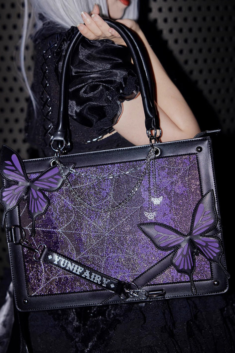 Gothic Lolita Shoulder Bag with Butterfly Print - Triple Colorways