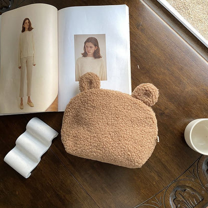 Cute Bear Plush Embroidery Makeup Bag