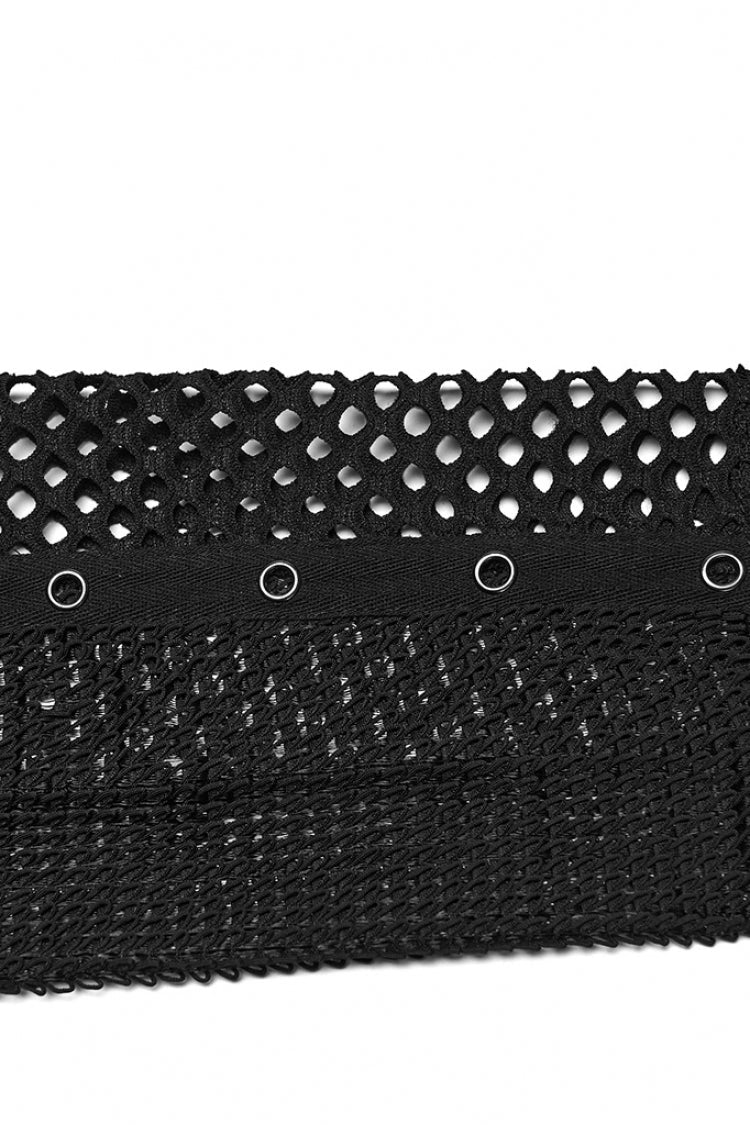 Punk Eyelet Mesh Tee for Men with Extended Sleeves