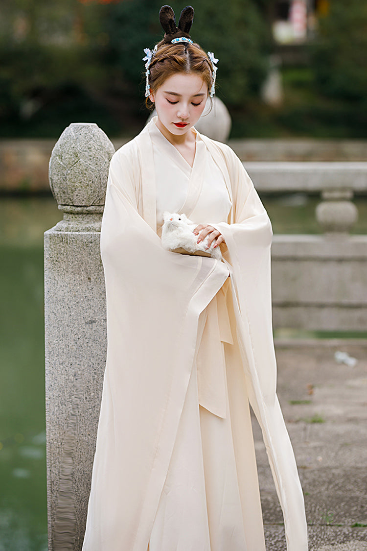 Elegant Chang'E Hanfu Dress with Wide Sleeves Classic Ancient Costume