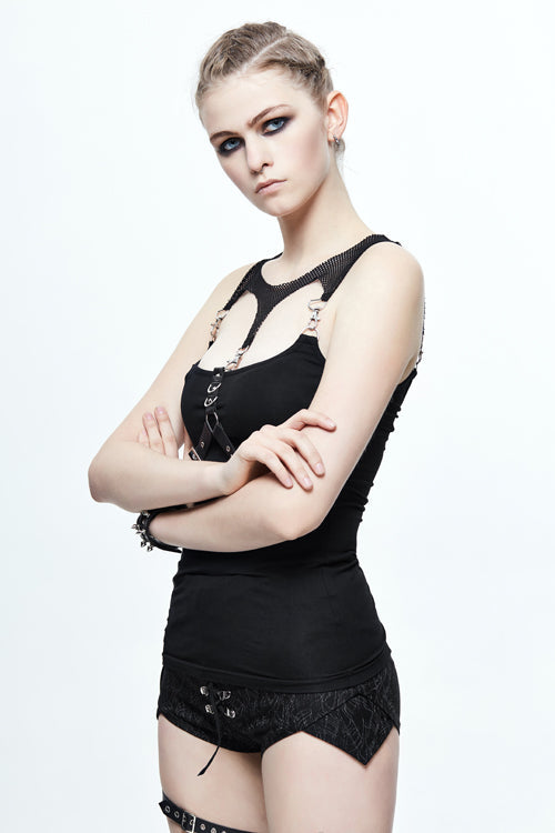 Women's Punk T-Shirt in Cotton with Two Ways to Wear