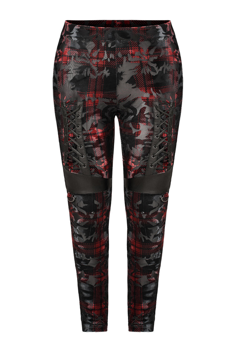 Scarlet Plus-Size Punk Leggings with Faux Leather Front