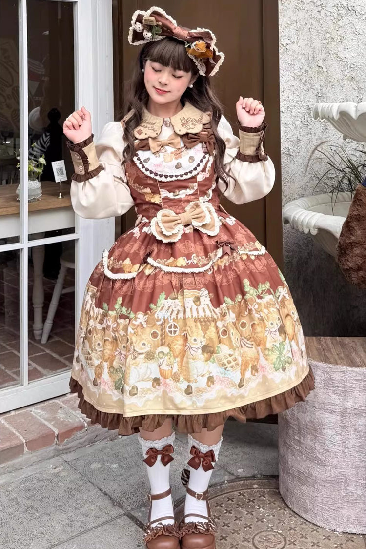 Sweet Lolita JSK Dress with Blouse and Ruffled Bow