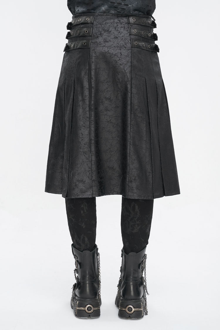 Chain-Adorned Multi-Buckle Skirt for Men - Gothic Edge