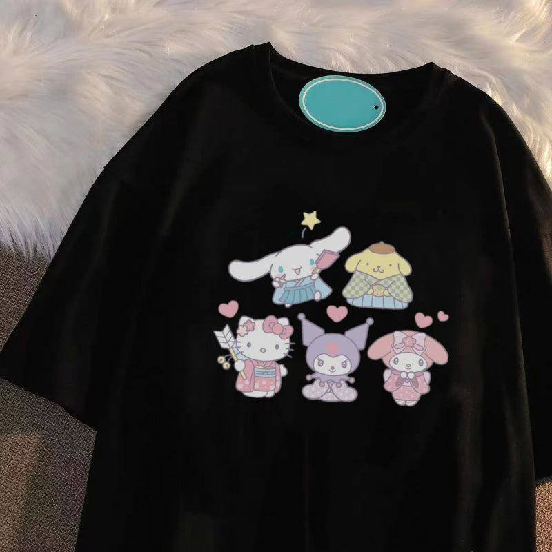 Cartoon Family Cotton Short-sleeved T-shirt KI722