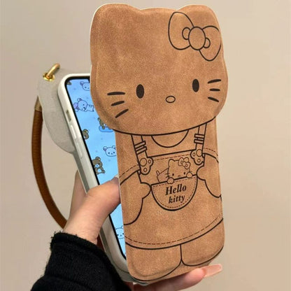 Étui de téléphone à motif de chat marron KI641