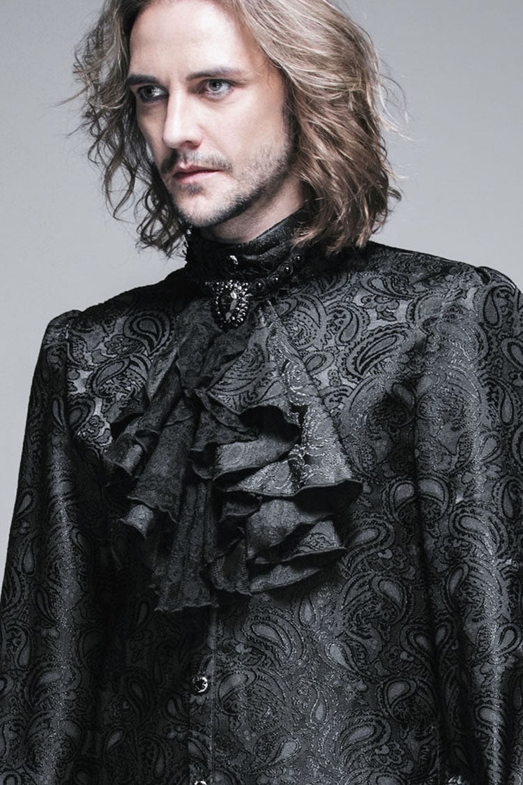 Men's Gothic Tie with Jewel Pins and Jacquard Lace Pattern