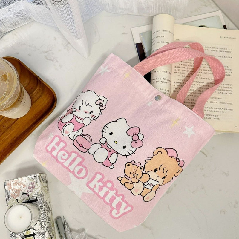 Cartoon Pink Kitty Canvas Bag