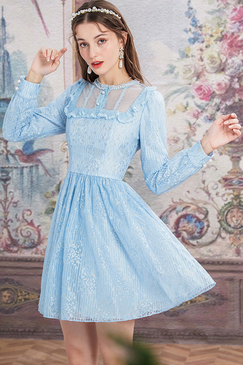Vintage Round Collar Long Sleeve Lace Sweet Lolita OP Dress