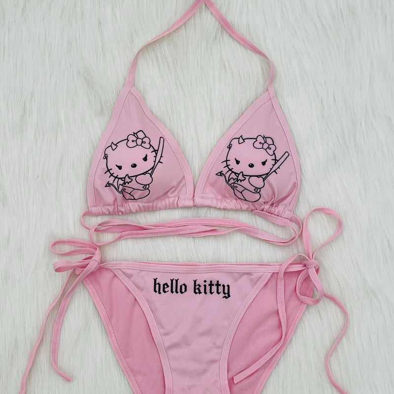 Maillot de bain bikini à motif de chat drôle KI520