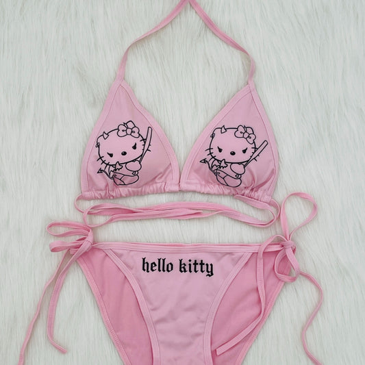 Maillot de bain bikini à motif de chat drôle KI520