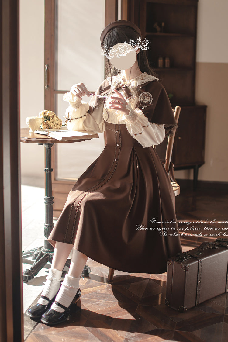 Vintage College Style Elegant Lolita Dress with Ruffle Details