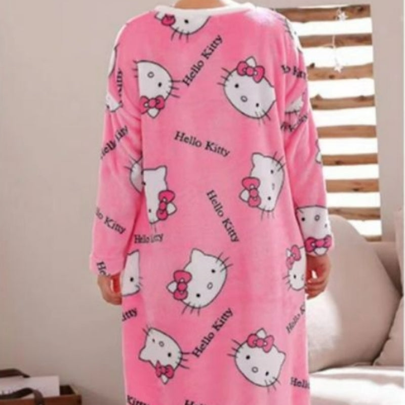 Robe pyjama en peluche Pink Kitty KI255