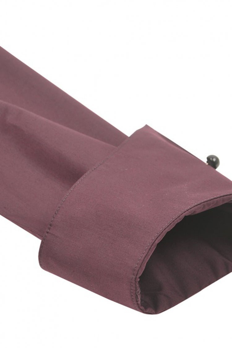 Burgundy Turn-Down Collar Ruffled Long Sleeve Gothic Women's Blouse