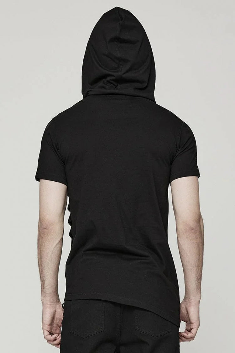 Edgy Steampunk Tee with Stitched Mesh Detailing