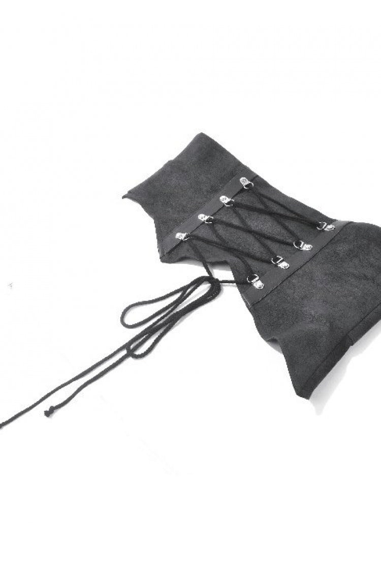 Washed Black Lace-Up Eyelet Punk Asymmetric Corset Waist Belt for Women