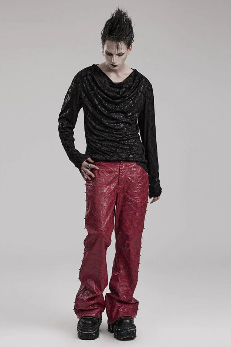 Men's Gothic Print T-Shirt, Long-Sleeve Dark Streetwear Tee