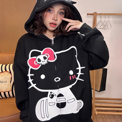 Sweat à capuche ample Spooky Kitty KI399