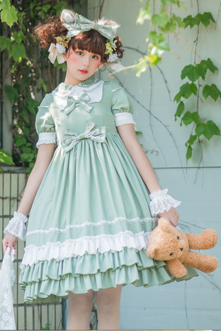 Emerald High-Waist Bow Multi-Layer Classic Lolita JSK Dress