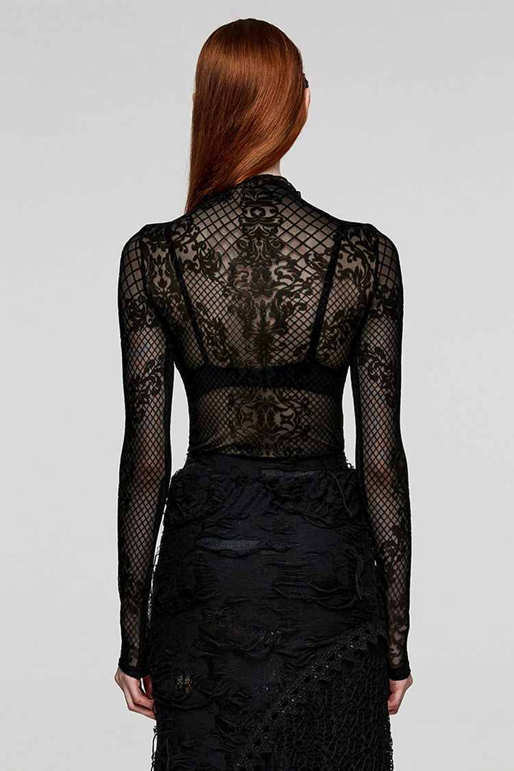Mesh Gothic Blouse for Women with Extended Sleeves