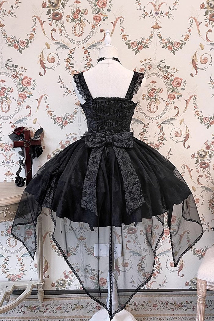 Crying Rose Double-Layer Ruffled Embroidered Bow Lace Gothic Ballet Lolita Skirt Set in 4 Shades