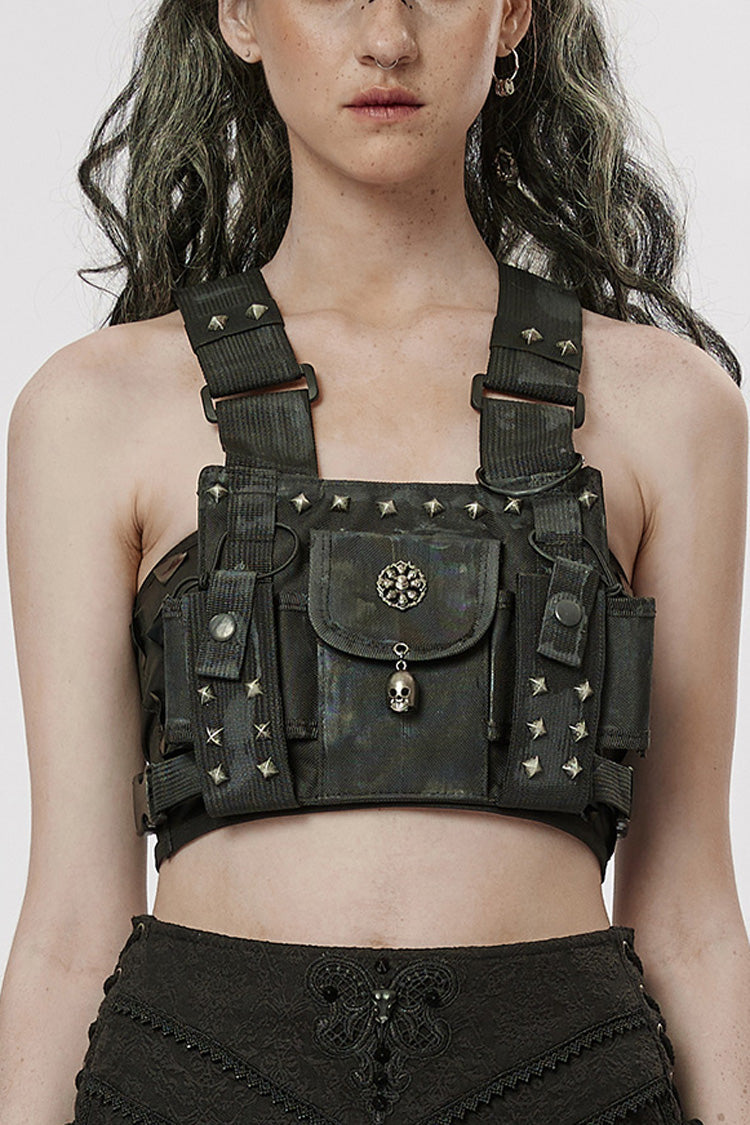 Post-Apocalyptic Skull Shoulder Bag with Rivets - Gothic Edge