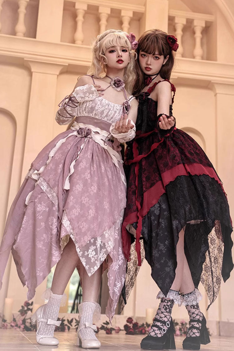 Wabi Sabi Stitched Irregular Asymmetric Gothic Lolita JSK Dress in 3 Colors