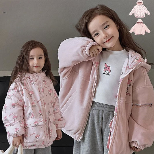 Melo Double Side Wear Kinder Fleece-Kapuzenjacke KI603