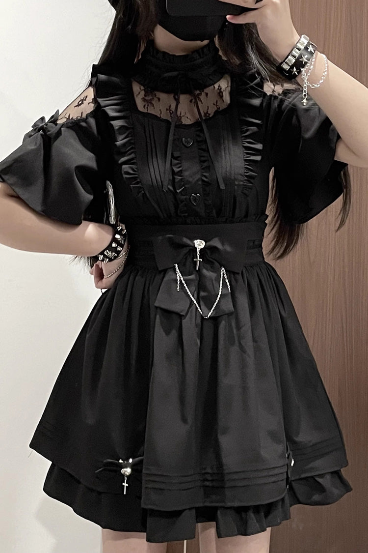 Jirai Kei Lolita Set with Short Sleeves and Embroidery - Magical Girl - Four Shades